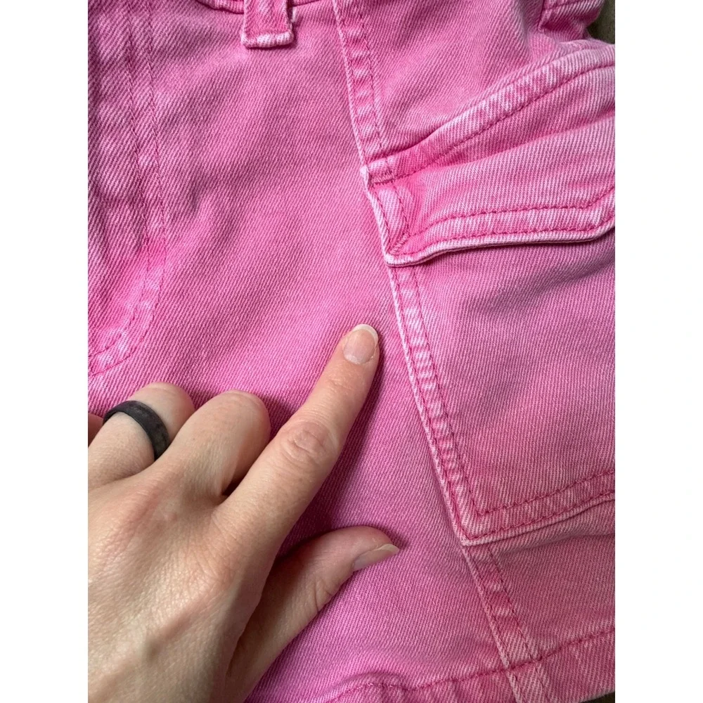 Gap Girls Pink Cargo‎ Denim Shorts Shortie High Rise Size 12 Y2K Neon